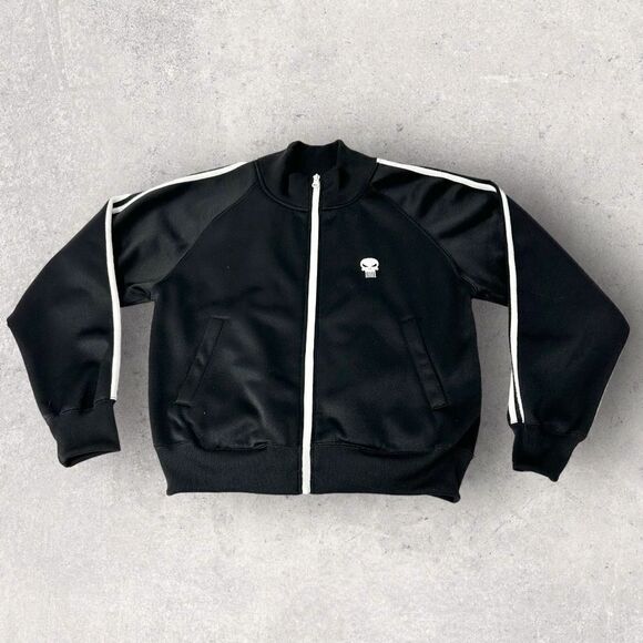 Marvel Punisher Black Bomber Jacket White Trim w/ Pockets, Size S - Picture 7 of 12